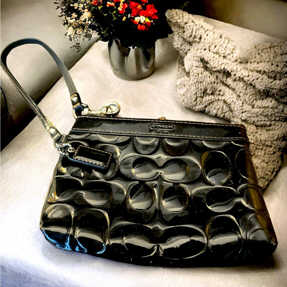 Coach Black Patent Wristlet